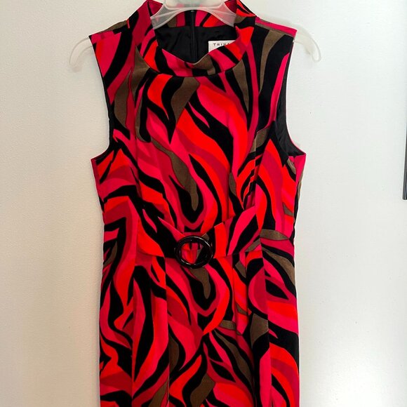 Trina Turk Los Angeles Belted Women's Dress Size 4 Red and Black Velvet - Picture 1 of 12